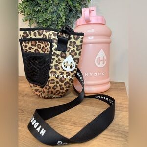 HYDROJUG Pink Half Gallon 73oz Water Bottle With Animal Print Sleeve & Strap